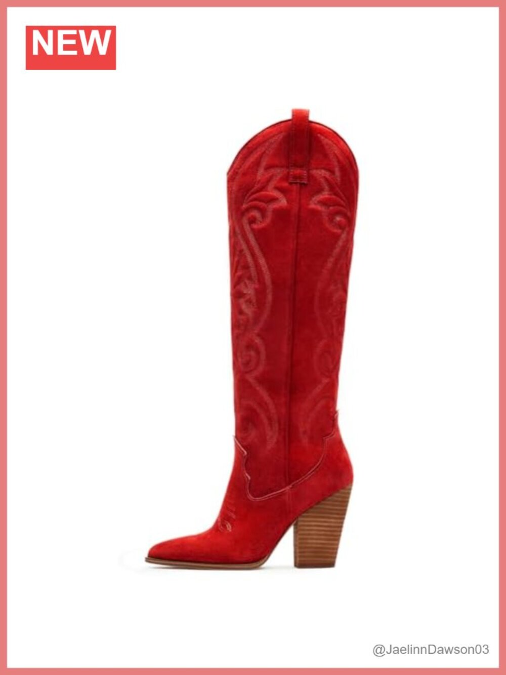 Knee High Cowboy Boots Pointed Toe Chunky High Heels Western Boots Pull-On